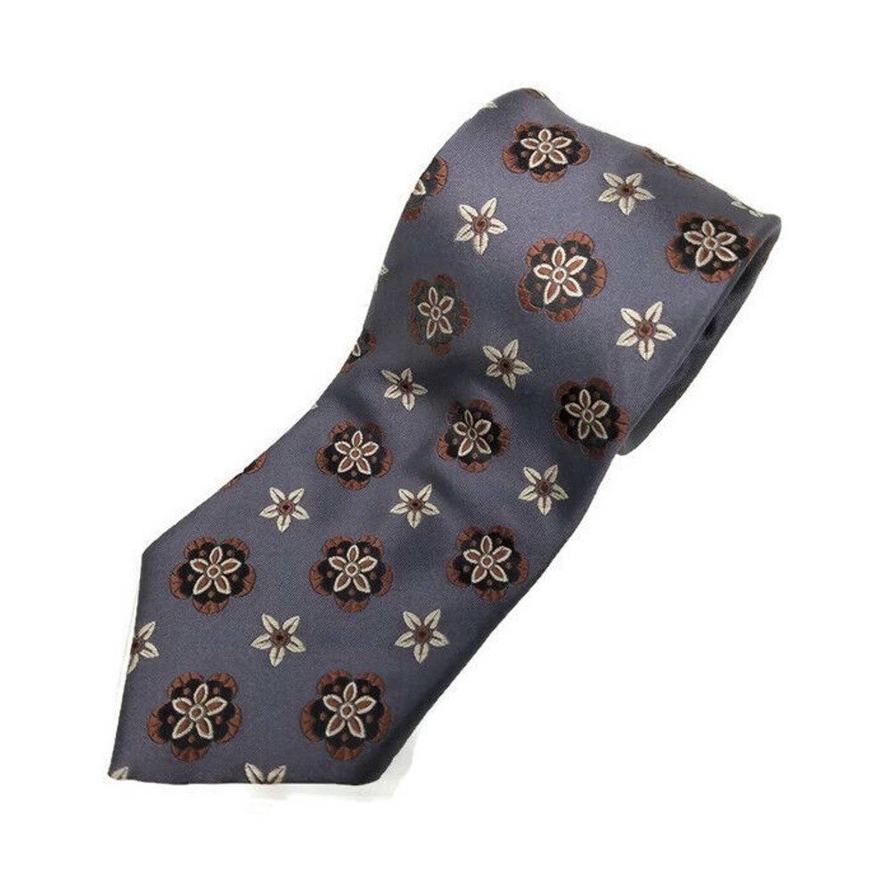 Laurant Bennet 100% Silk Lavender Cream Floral Mens Tie 61"L